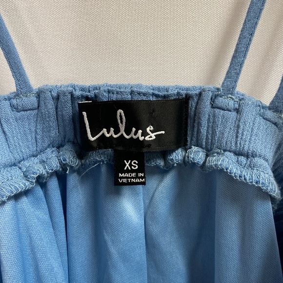 Lulu's Lost in Paradise Strappy Back Maxi Dress Slate Blue Size XS NWT - Picture 8 of 8